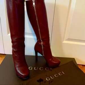 Gucci Lambskin Boots in Burgundy
